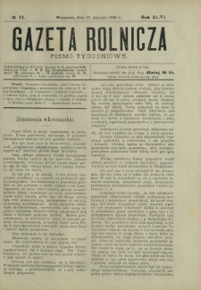 Gazeta Rolnicza : pismo tygodniowe. R. 46, nr 34 (25 sierpnia 1906)