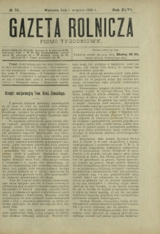 Gazeta Rolnicza : pismo tygodniowe. R. 46, nr 35 (1 września 1906)