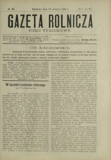 Gazeta Rolnicza : pismo tygodniowe. R. 46, nr 38 (22 września 1906)