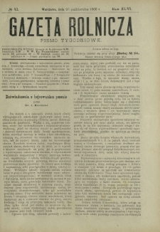 Gazeta Rolnicza : pismo tygodniowe. R. 46, nr 42 (20 października 1906)