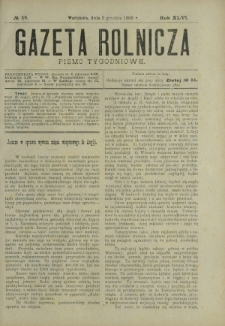 Gazeta Rolnicza : pismo tygodniowe. R. 46, nr 49 (8 grudnia 1906)