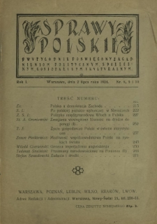 Sprawy Polskie : dwutygodnik poświęcony zagadnieniom politycznym, społecznym, gospodarczym i kulturalnym. R. 1, nr 8 i , 9 i 10 (2 lipca 1924)