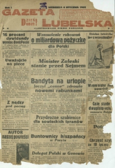 Gazeta Lubelska : ilustrowane pismo poranne : dzień dobry! R. 1, nr 1 (4 stycznia 1931)