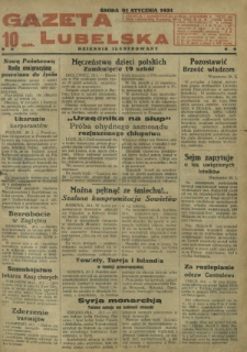 Gazeta Lubelska : dziennik ilustrowany. R. 1, nr 18 (21 stycznia 1931)