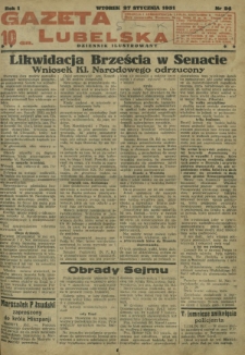 Gazeta Lubelska : dziennik ilustrowany. R. 1, nr 24 (27 stycznia 1931)