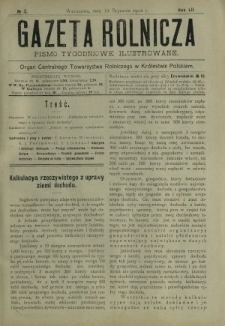 Gazeta Rolnicza : pismo tygodniowe ilustrowane. R. 52, nr 3 (19 stycznia 1912)