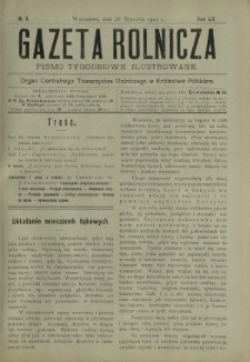 Gazeta Rolnicza : pismo tygodniowe ilustrowane. R. 52, nr 4 (26 stycznia 1912)