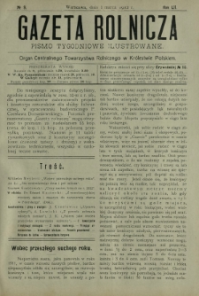 Gazeta Rolnicza : pismo tygodniowe ilustrowane. R. 52, nr 9 (1 marca 1912)
