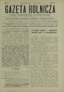 Gazeta Rolnicza : pismo tygodniowe ilustrowane. R. 52, nr 12 (22 marca 1912)