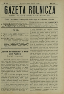 Gazeta Rolnicza : pismo tygodniowe ilustrowane. R. 52, nr 18 (3 maja 1912)