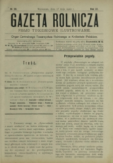 Gazeta Rolnicza : pismo tygodniowe ilustrowane. R. 52, nr 20 (17 maja 1912)