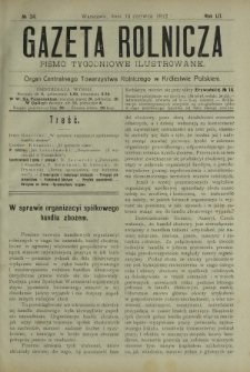 Gazeta Rolnicza : pismo tygodniowe ilustrowane. R. 52, nr 24 (14 czerwca 1912)