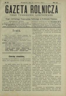 Gazeta Rolnicza : pismo tygodniowe ilustrowane. R. 52, nr 25 (21 czerwca 1912)