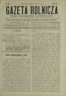 Gazeta Rolnicza : pismo tygodniowe ilustrowane. R. 52, nr 30 (26 lipca 1912)