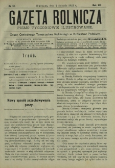 Gazeta Rolnicza : pismo tygodniowe ilustrowane. R. 52, nr 31 (2 sierpnia 1912)