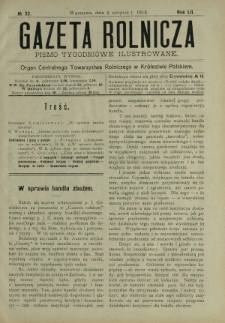 Gazeta Rolnicza : pismo tygodniowe ilustrowane. R. 52, nr 32 (9 sierpnia 1912)