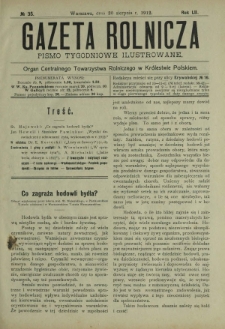Gazeta Rolnicza : pismo tygodniowe ilustrowane. R. 52, nr 35 (30 sierpnia 1912)