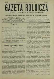 Gazeta Rolnicza : pismo tygodniowe ilustrowane. R. 52, nr 38 (20 września 1912)