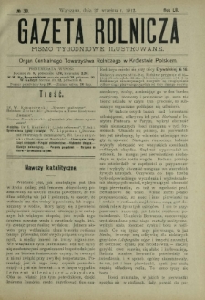 Gazeta Rolnicza : pismo tygodniowe ilustrowane. R. 52, nr 39 (27 września 1912)