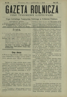 Gazeta Rolnicza : pismo tygodniowe ilustrowane. R. 52, nr 40 (4 października 1912)