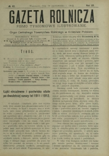 Gazeta Rolnicza : pismo tygodniowe ilustrowane. R. 52, nr 42 (18 października 1912)