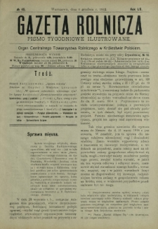 Gazeta Rolnicza : pismo tygodniowe ilustrowane. R. 52, nr 49 (6 grudnia 1912)