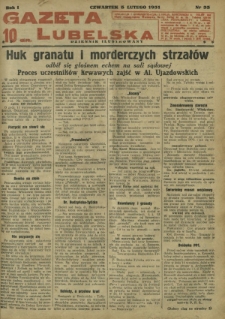 Gazeta Lubelska : dziennik ilustrowany. R. 1, nr 33 (5 lutego 1931)