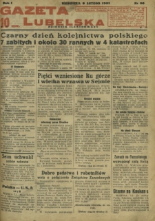 Gazeta Lubelska : dziennik ilustrowany. R. 1, nr 36 (8 lutego 1931)
