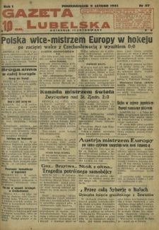Gazeta Lubelska : dziennik ilustrowany. R. 1, nr 37 (9 lutego 1931)