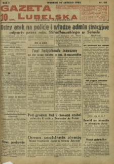 Gazeta Lubelska : dziennik ilustrowany. R. 1, nr 38 (10 lutego 1931)