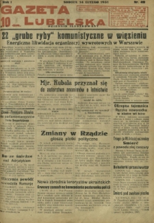 Gazeta Lubelska : dziennik ilustrowany. R. 1, nr 42 (14 lutego 1931)