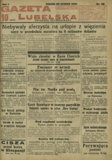 Gazeta Lubelska : dziennik ilustrowany. R. 1, nr 48 (20 lutego 1931)