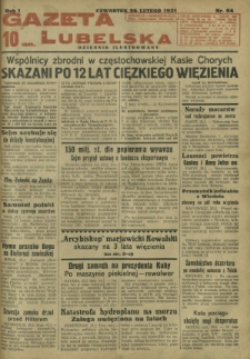 Gazeta Lubelska : dziennik ilustrowany. R. 1, nr 54 (26 lutego 1931)