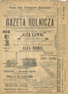 Gazeta Rolnicza : pismo tygodniowe. R. 48, nr 26 (27 czerwca 1908)