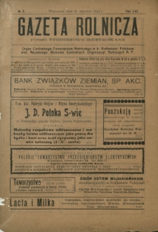 Gazeta Rolnicza : pismo tygodniowe ilustrowane. R. 61, nr 3 (21 stycznia 1921)
