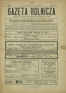 Gazeta Rolnicza : pismo tygodniowe ilustrowane. R. 61, nr 11 (18 marca 1921)