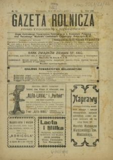 Gazeta Rolnicza : pismo tygodniowe ilustrowane. R. 61, nr 12 (25 marca 1921)