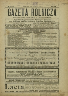 Gazeta Rolnicza : pismo tygodniowe ilustrowane. R. 61, nr 29-30 (29 lipca 1921)