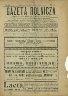 Gazeta Rolnicza : pismo tygodniowe ilustrowane. R. 61, nr 39 (30 września 1921)