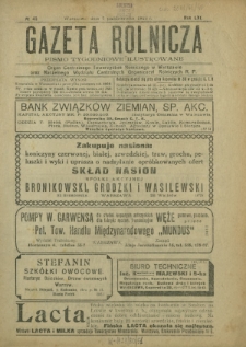 Gazeta Rolnicza : pismo tygodniowe ilustrowane. R. 61, nr 40 (7 października 1921)