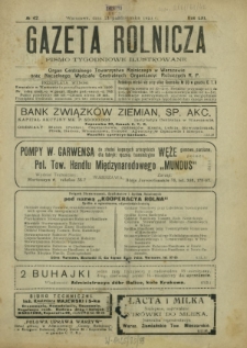 Gazeta Rolnicza : pismo tygodniowe ilustrowane. R. 61, nr 42 (21 października 1921)