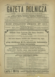 Gazeta Rolnicza : pismo tygodniowe ilustrowane. R. 61, nr 46 (18 listopada 1921)