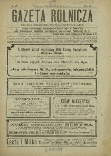 Gazeta Rolnicza : pismo tygodniowe ilustrowane. R. 61, nr 47 (25 listopada 1921)
