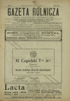 Gazeta Rolnicza : pismo tygodniowe ilustrowane. R. 61, nr 49 (9 grudnia 1921)