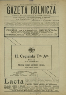 Gazeta Rolnicza : pismo tygodniowe ilustrowane. R. 61, nr 51 (23 grudnia 1921)