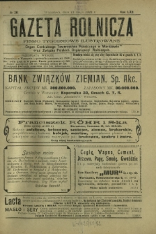 Gazeta Rolnicza : pismo tygodniowe ilustrowane. R. 62, nr 20 (19 maja 1922)