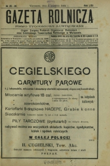 Gazeta Rolnicza : pismo tygodniowe ilustrowane. R. 62, nr 35-36 (8 września 1922)