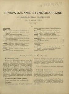 Sprawozdanie Stenograficzne z 8 Posiedzenia Sejmu Rzeczypospolitej z dnia 20 stycznia 1923 r. (I Kadencja 1922-1927)