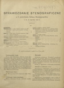 Sprawozdanie Stenograficzne z 9 Posiedzenia Sejmu Rzeczypospolitej z dnia 22 stycznia 1923 r. (I Kadencja 1922-1927)