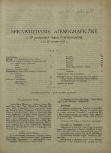Sprawozdanie Stenograficzne z 10 Posiedzenia Sejmu Rzeczypospolitej z dnia 23 stycznia 1923 r. (I Kadencja 1922-1927)